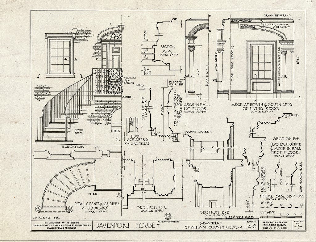 Blueprint HABS GA,26-SAV,6- (Sheet 5 of 5) - Isaiah Davenport House, 324 East State Street, Savannah, Chatham County, GA