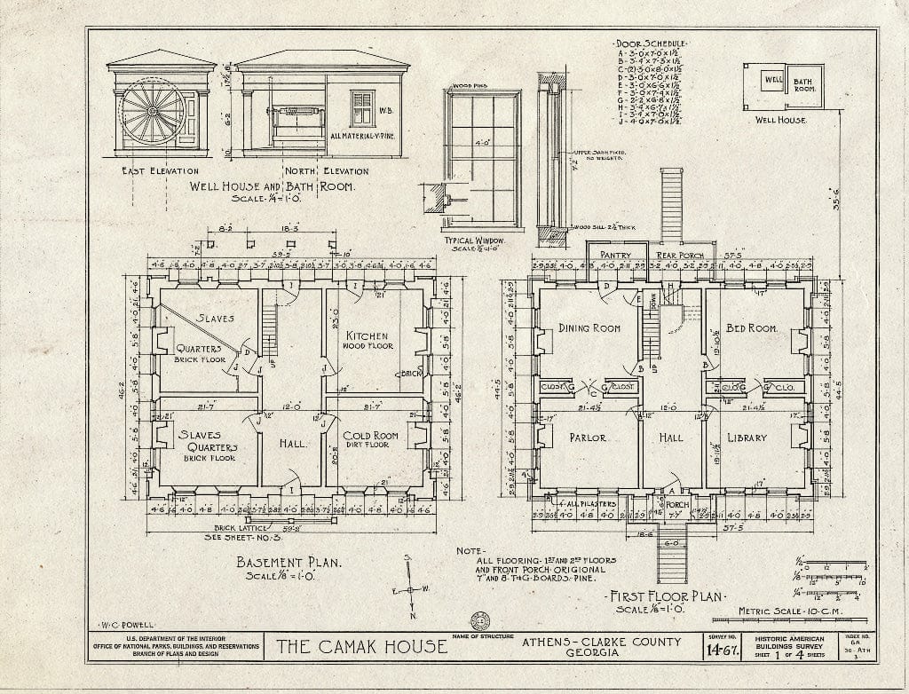 Blueprint HABS GA,30-ATH,3- (Sheet 1 of 4) - Camak House, 279 Meigs Street, Athens, Clarke County, GA