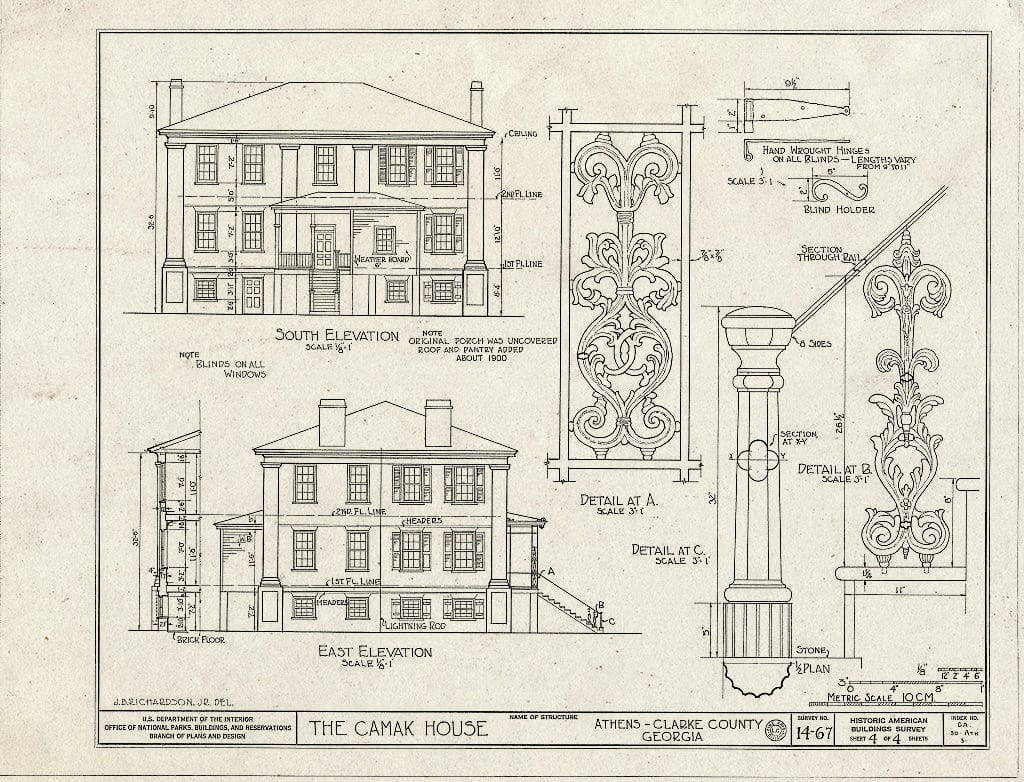 Blueprint HABS GA,30-ATH,3- (Sheet 4 of 4) - Camak House, 279 Meigs Street, Athens, Clarke County, GA