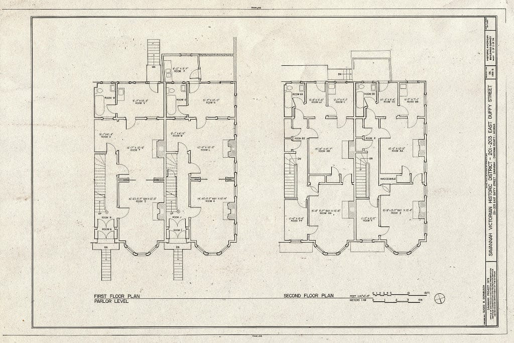 Blueprint HABS GA,26-SAV,53S- (Sheet 2 of 2) - Savannah Victorian Historic District, 201-203 East Duffy Street (House), Savannah, Chatham County, GA