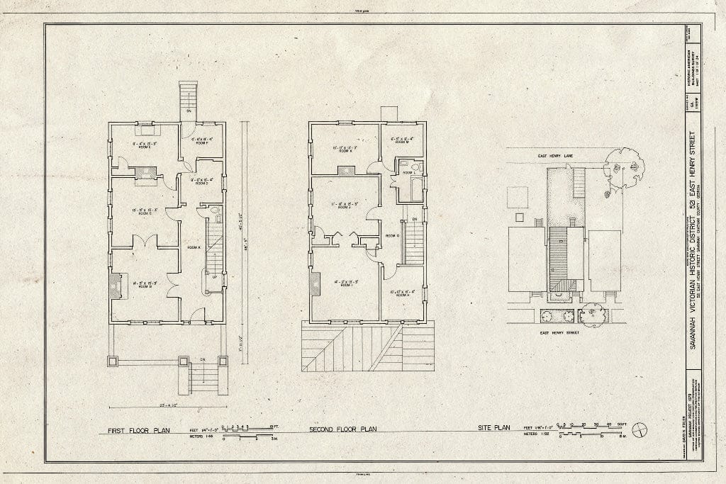 Blueprint HABS GA,26-SAV,53W- (Sheet 1 of 1) - Savannah Victorian Historic District, 521 East Henry Street (House), Savannah, Chatham County, GA