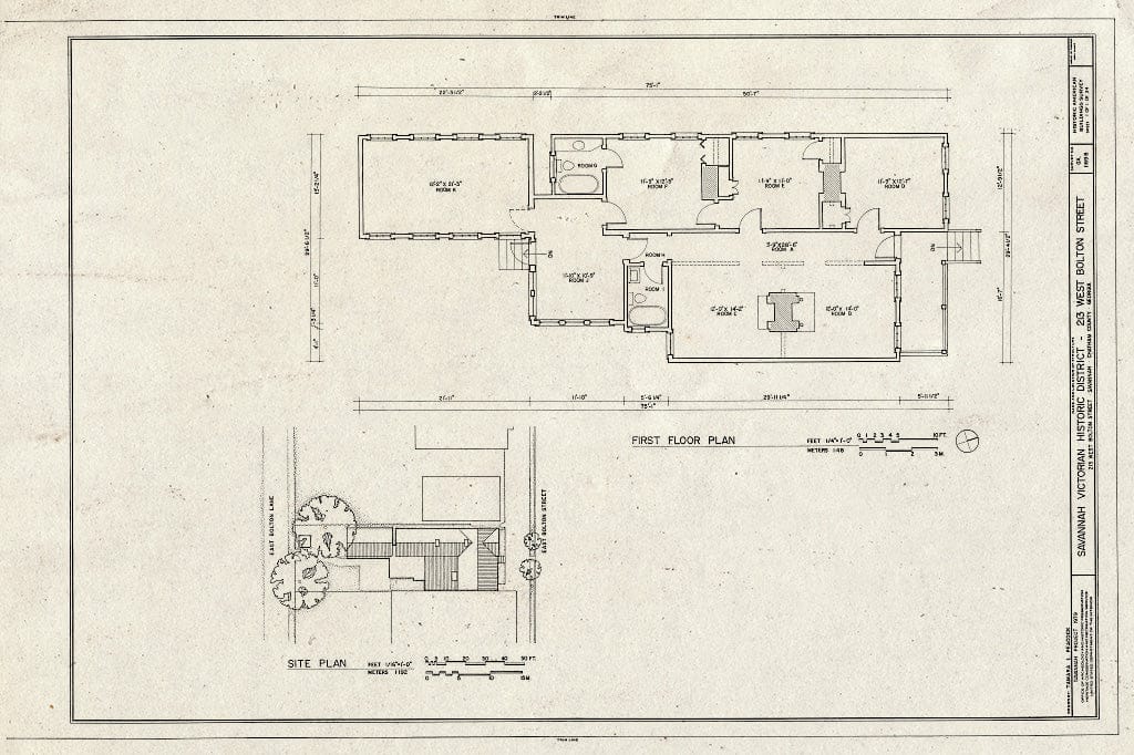 Blueprint HABS GA,26-SAV,53B- (Sheet 1 of 1) - Savannah Victorian Historic District, 213 West Bolton Street (House), Savannah, Chatham County, GA