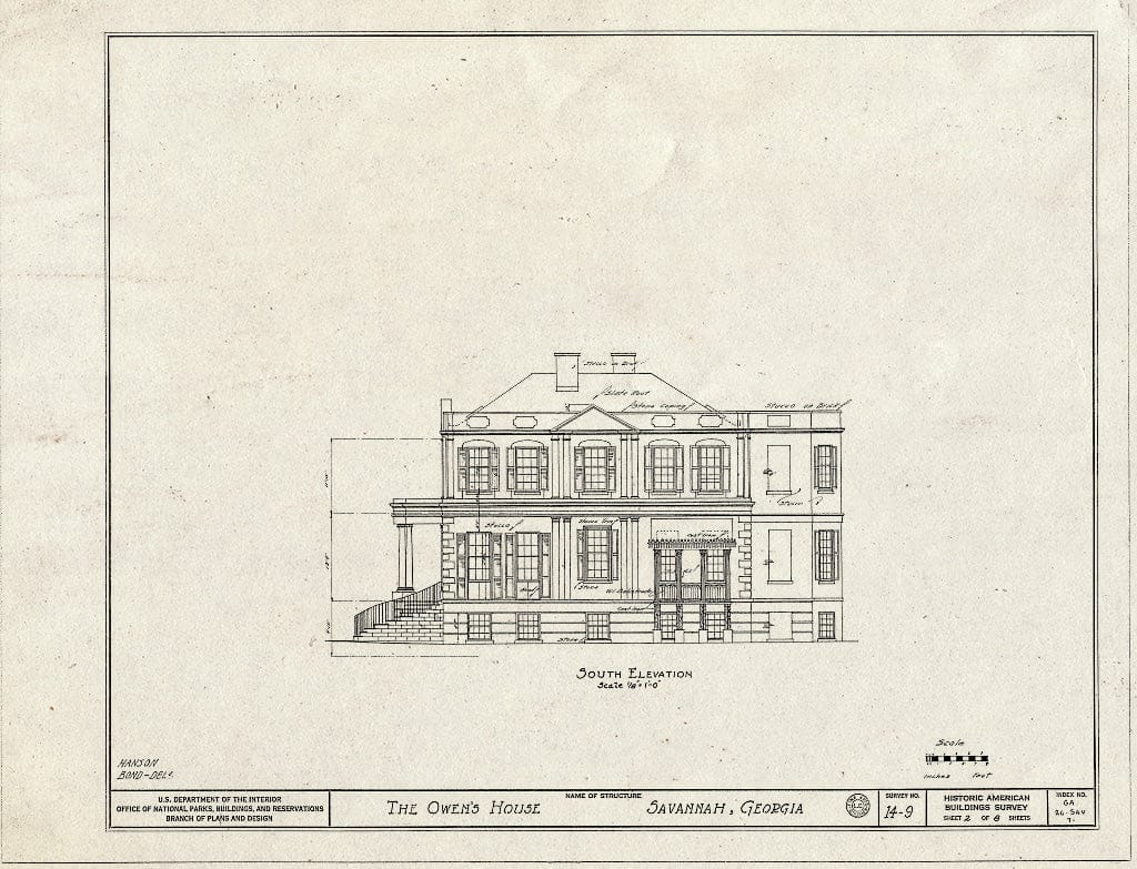 Blueprint HABS GA,26-SAV,7- (Sheet 2 of 8) - Richardson-Maxwell-Owen-Thomas House, 124 Abercorn Street, Savannah, Chatham County, GA
