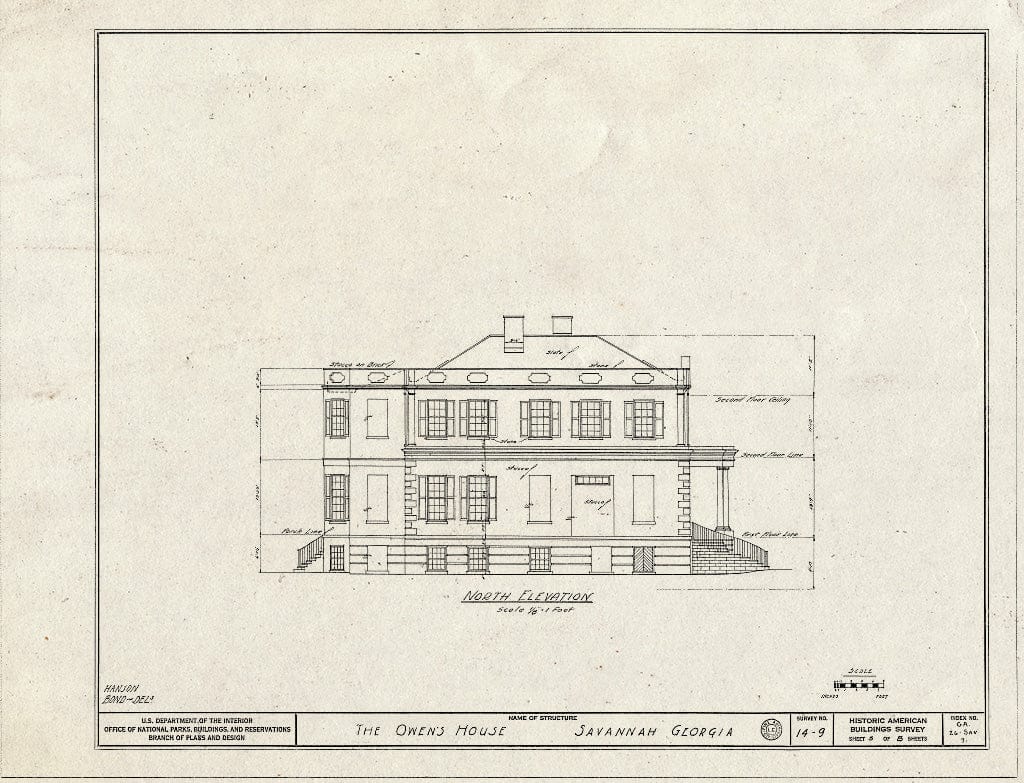 Blueprint HABS GA,26-SAV,7- (Sheet 3 of 8) - Richardson-Maxwell-Owen-Thomas House, 124 Abercorn Street, Savannah, Chatham County, GA