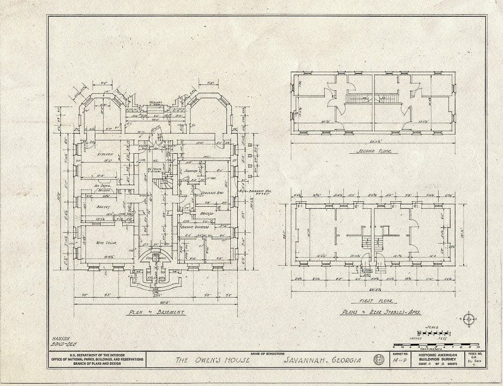 Blueprint HABS GA,26-SAV,7- (Sheet 4 of 8) - Richardson-Maxwell-Owen-Thomas House, 124 Abercorn Street, Savannah, Chatham County, GA