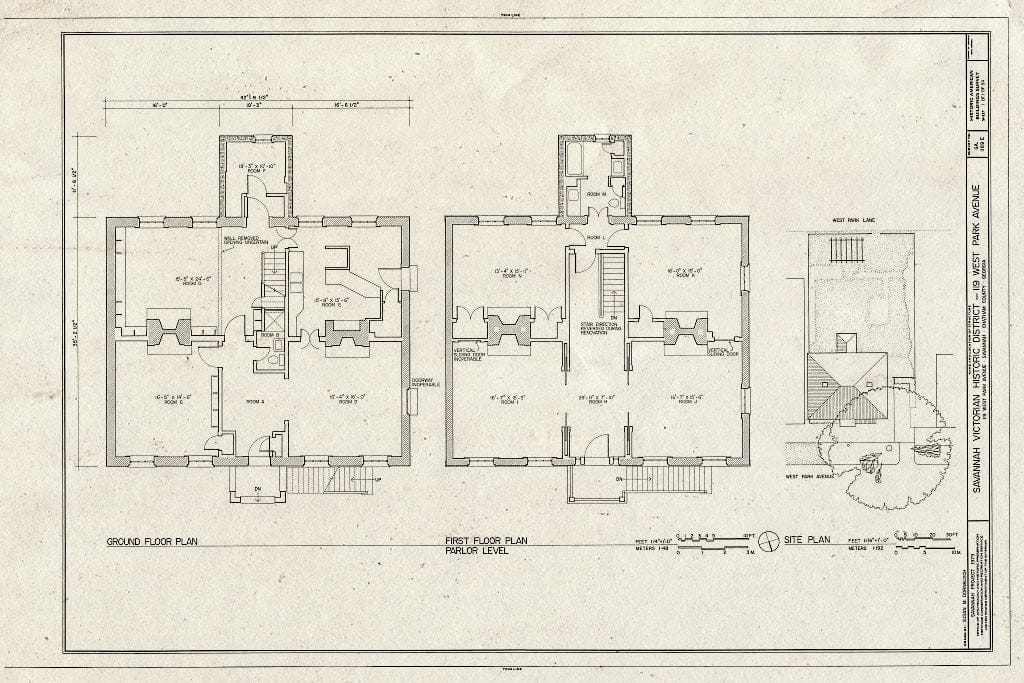 Blueprint HABS GA,26-SAV,53E- (Sheet 1 of 1) - Savannah Victorian Historic District, 119 West Park Avenue (House), Savannah, Chatham County, GA