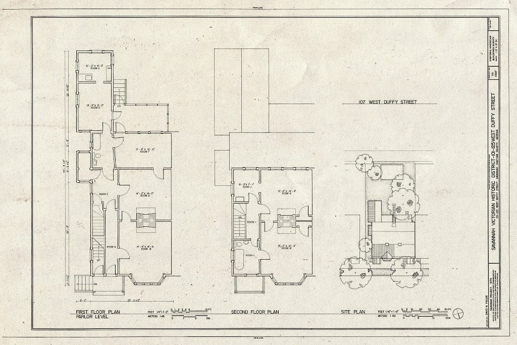 Blueprint HABS GA,26-SAV,53F- (Sheet 1 of 4) - Savannah Victorian Historic District, 107 West Duffy Street (House), Savannah, Chatham County, GA