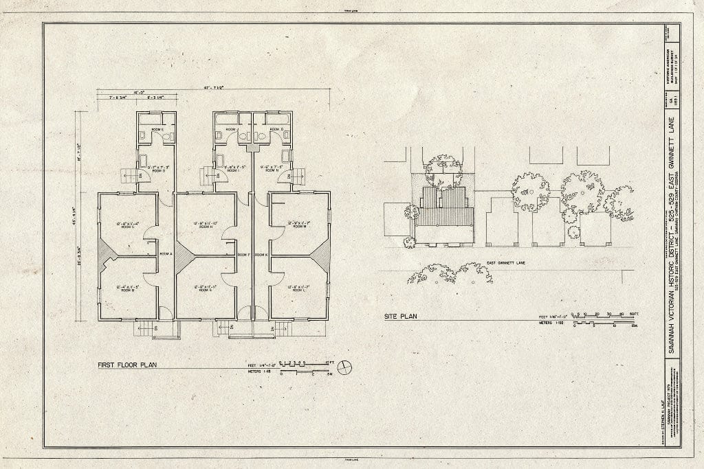 Blueprint HABS GA,26-SAV,53I- (Sheet 1 of 1) - Savannah Victorian Historic District, 525-527-529 East Gwinnett Lane (House), Savannah, Chatham County, GA