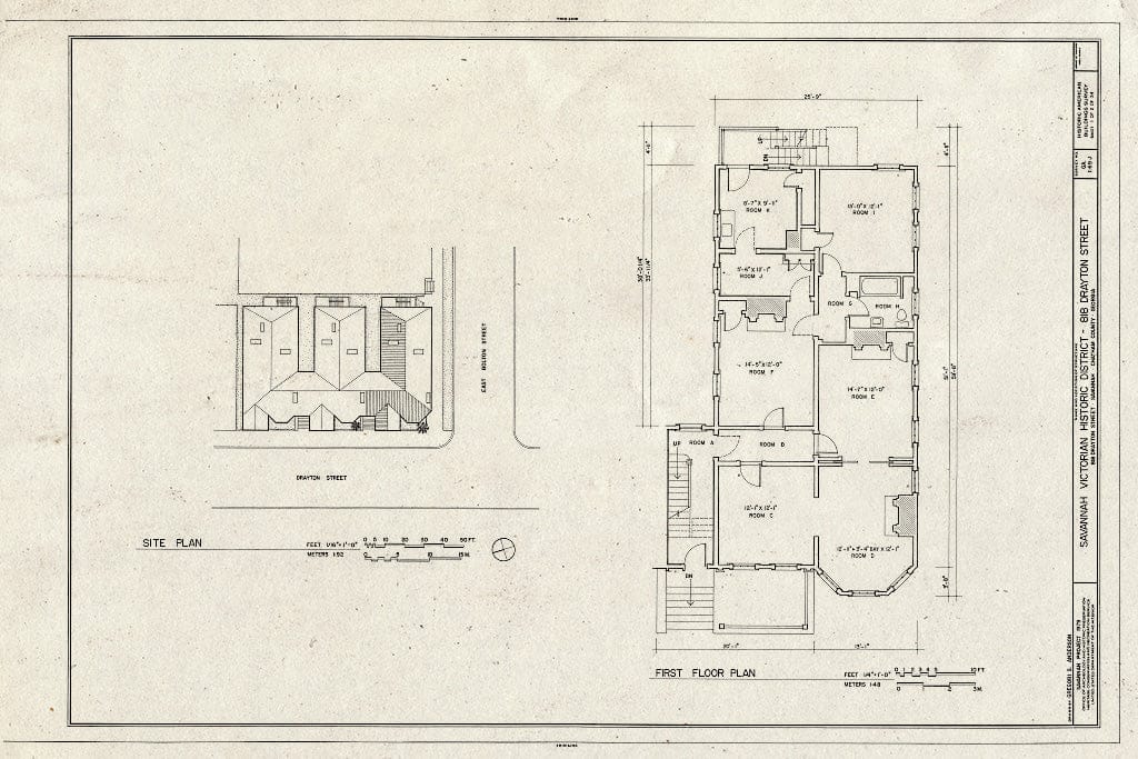 Blueprint HABS GA,26-SAV,53J- (Sheet 1 of 2) - Savannah Victorian Historic District, 818 Drayton Street (House), Savannah, Chatham County, GA
