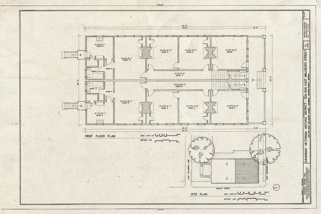 Blueprint HABS GA,26-SAV,53N- (Sheet 1 of 2) - Savannah Victorian Historic District, 300-306 East Waldburg Street (House), Savannah, Chatham County, GA