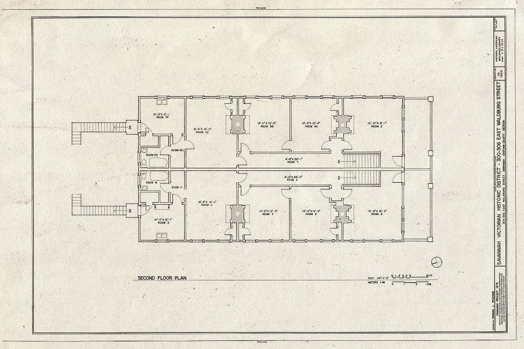 Blueprint HABS GA,26-SAV,53N- (Sheet 2 of 2) - Savannah Victorian Historic District, 300-306 East Waldburg Street (House), Savannah, Chatham County, GA