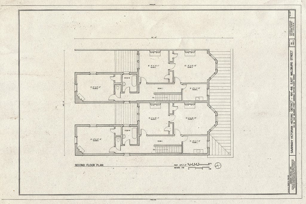 Blueprint HABS GA,26-SAV,530- (Sheet 2 of 2) - Savannah Victorian Historic District, 414-416 East Waldburg Street (House), Savannah, Chatham County, GA