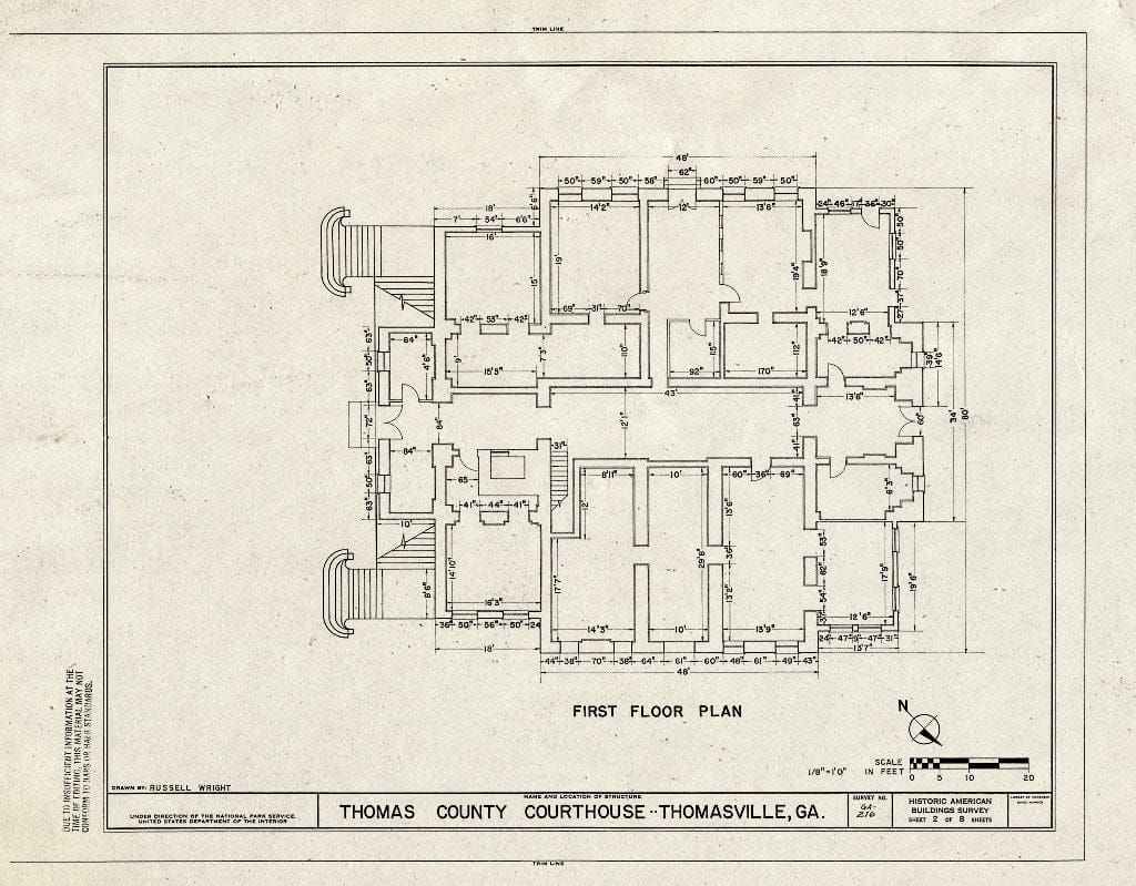 Blueprint HABS GA,138-THOVI,1- (Sheet 2 of 8) - Thomas County Courthouse, Broad Street, Thomasville, Thomas County, GA