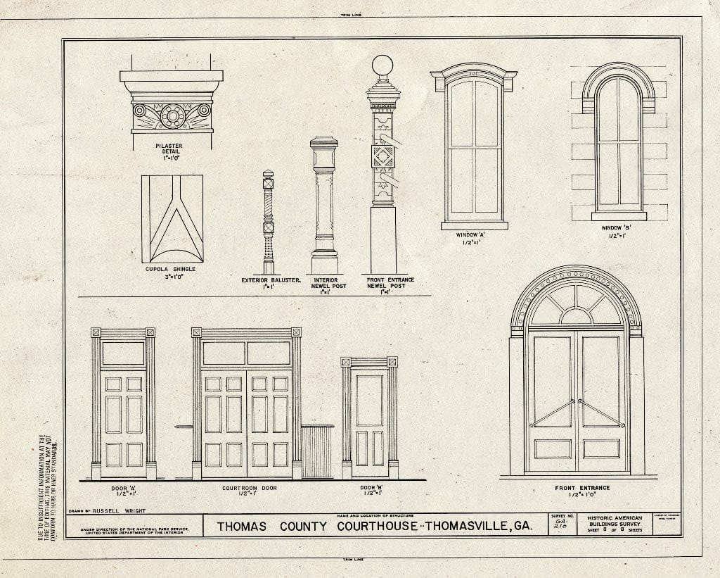 Blueprint HABS GA,138-THOVI,1- (Sheet 8 of 8) - Thomas County Courthouse, Broad Street, Thomasville, Thomas County, GA