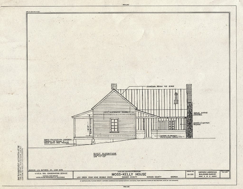 Blueprint HABS GA,65-RANG.V,1- (Sheet 4 of 6) - Moss-Kelly House, Lick Creek Road Near Redbud Creek, Ranger, Gordon County, GA