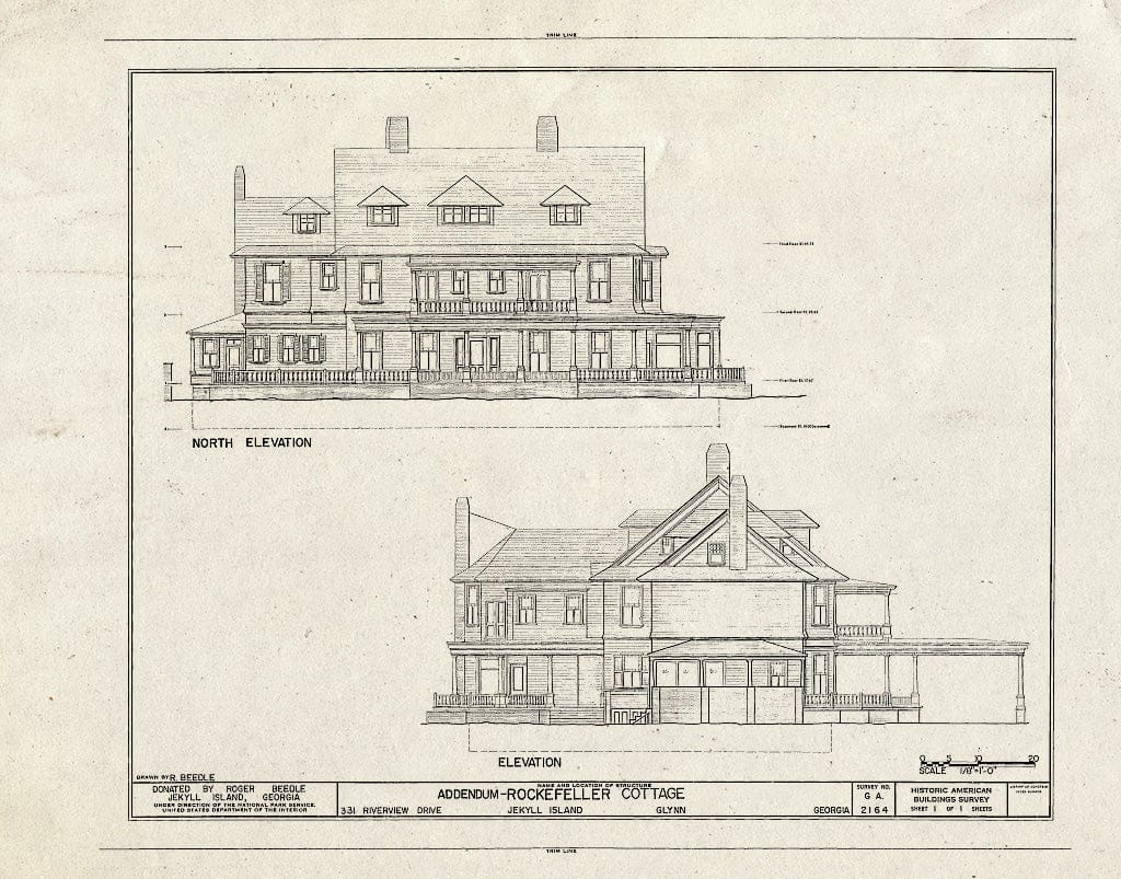 Blueprint HABS GA,64-JEKI,2- (Sheet 1 of 1) - Rockefeller Cottage, 331 Riverview Drive, Brunswick, Glynn County, GA