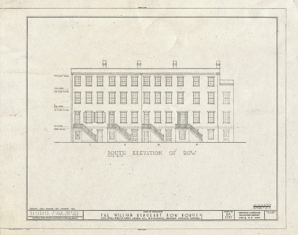 Blueprint HABS GA,26-SAV,78- (Sheet 3 of 8) - William Remshart Row Houses, 104, 106, 108, 110 West Jones Street, Savannah, Chatham County, GA