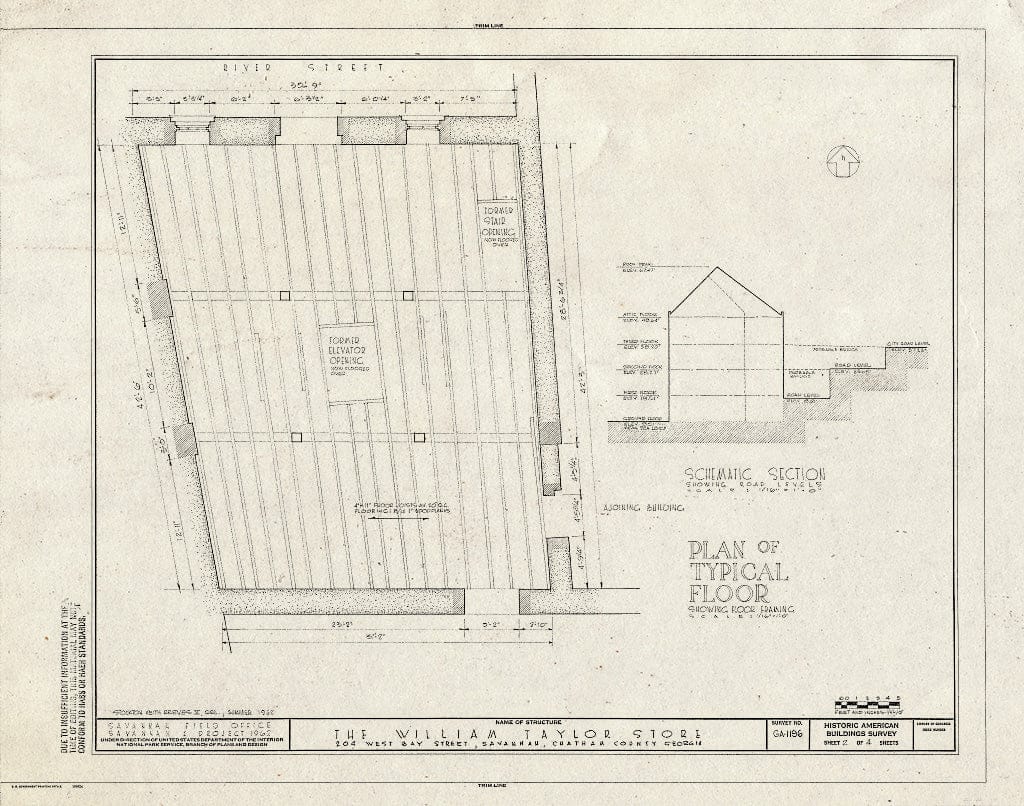 Blueprint HABS GA,26-SAV,82- (Sheet 2 of 4) - William Taylor Store, 204 West Bay Street, Savannah, Chatham County, GA