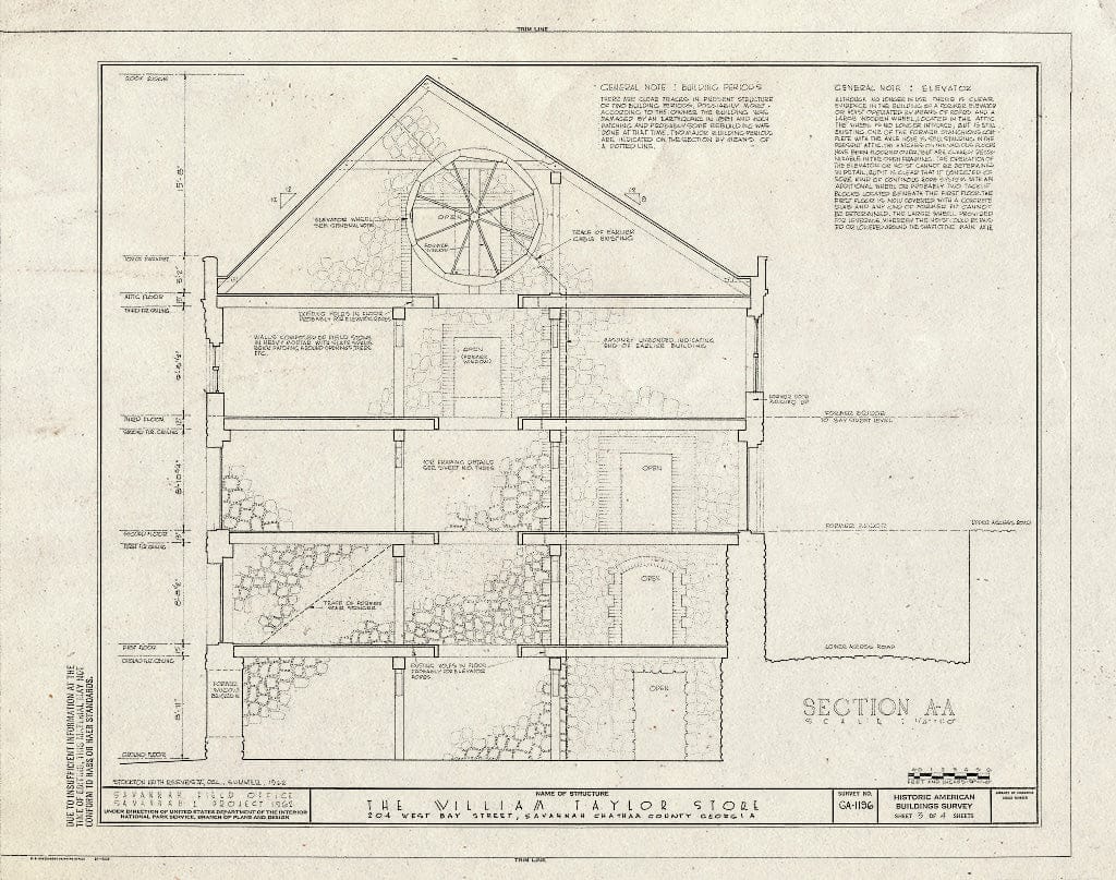 Blueprint HABS GA,26-SAV,82- (Sheet 3 of 4) - William Taylor Store, 204 West Bay Street, Savannah, Chatham County, GA