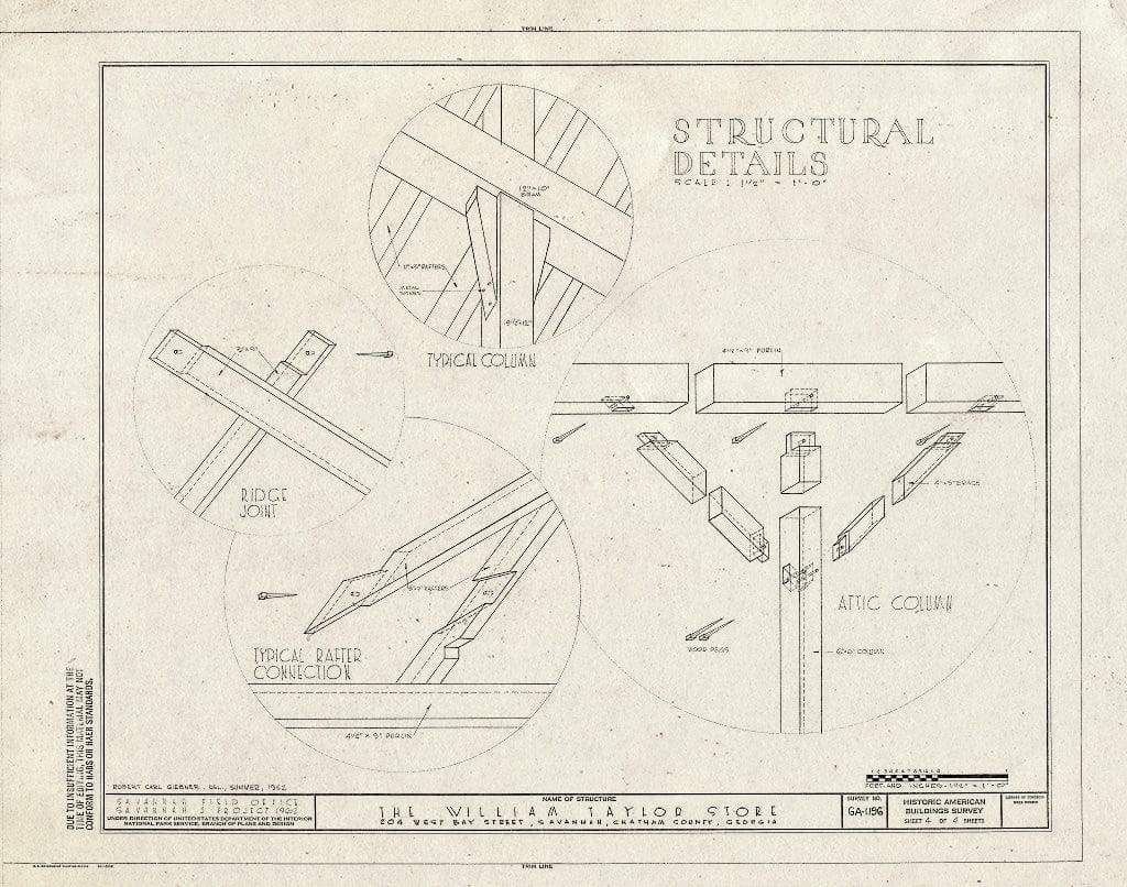 Blueprint HABS GA,26-SAV,82- (Sheet 4 of 4) - William Taylor Store, 204 West Bay Street, Savannah, Chatham County, GA
