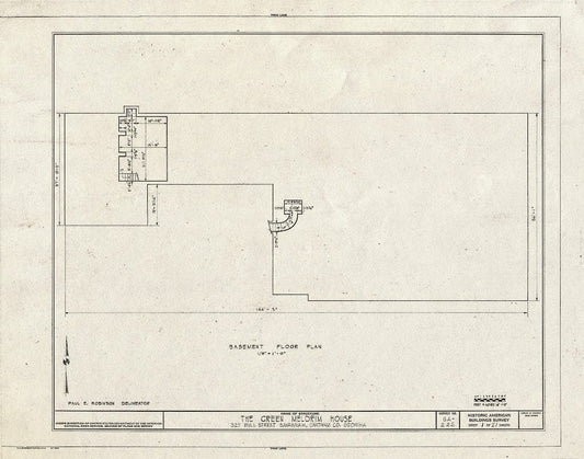 Blueprint 1. Basement Floor Plan - Green-Meldrim House, 327 Bull Street, Savannah, Chatham County, GA