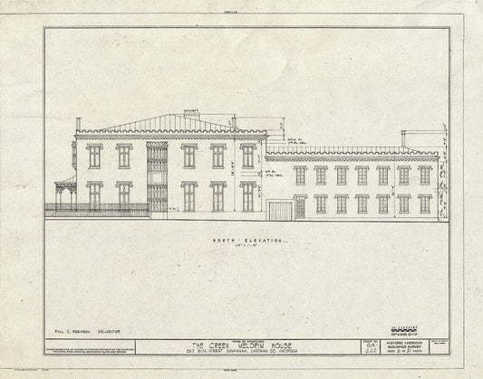 Blueprint 6. North Elevation - Green-Meldrim House, 327 Bull Street, Savannah, Chatham County, GA