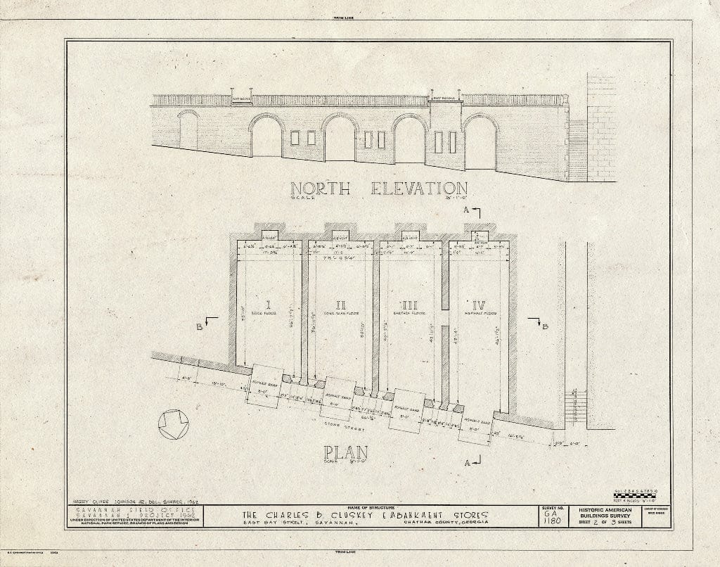 Blueprint HABS GA,26-SAV,67- (Sheet 2 of 3) - Charles B. Cluskey Embankment Stores, East Bay Street, Savannah, Chatham County, GA