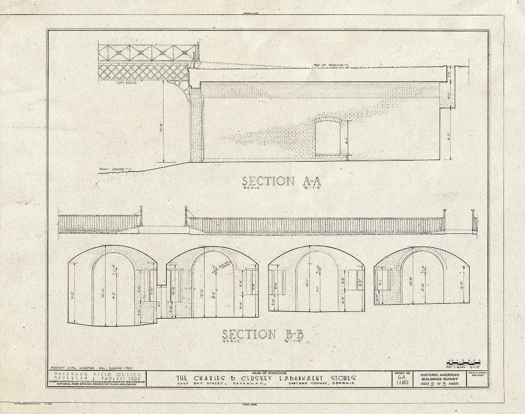 Blueprint HABS GA,26-SAV,67- (Sheet 3 of 3) - Charles B. Cluskey Embankment Stores, East Bay Street, Savannah, Chatham County, GA