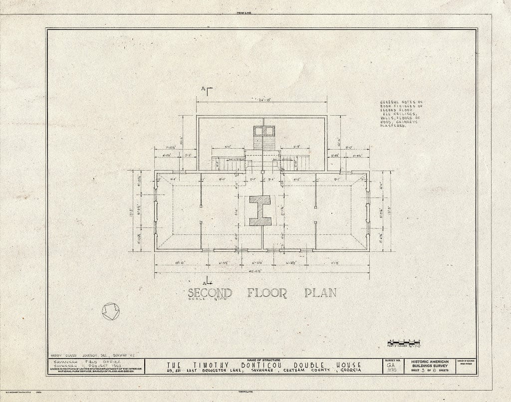 Blueprint HABS GA,26-SAV,66- (Sheet 3 of 6) - Timothy Bonticou Double House, 419-421 East Broughton Lane (Moved to 418-420 State Street), Savannah, Chatham County, GA