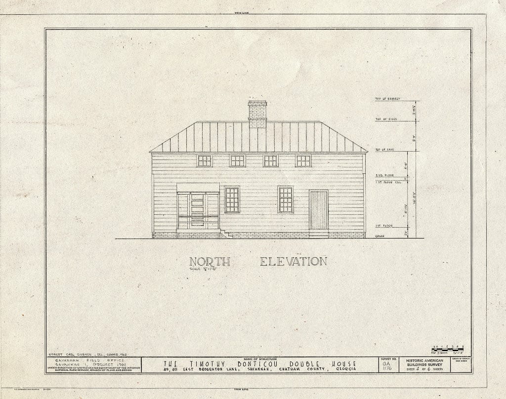 Blueprint HABS GA,26-SAV,66- (Sheet 4 of 6) - Timothy Bonticou Double House, 419-421 East Broughton Lane (Moved to 418-420 State Street), Savannah, Chatham County, GA