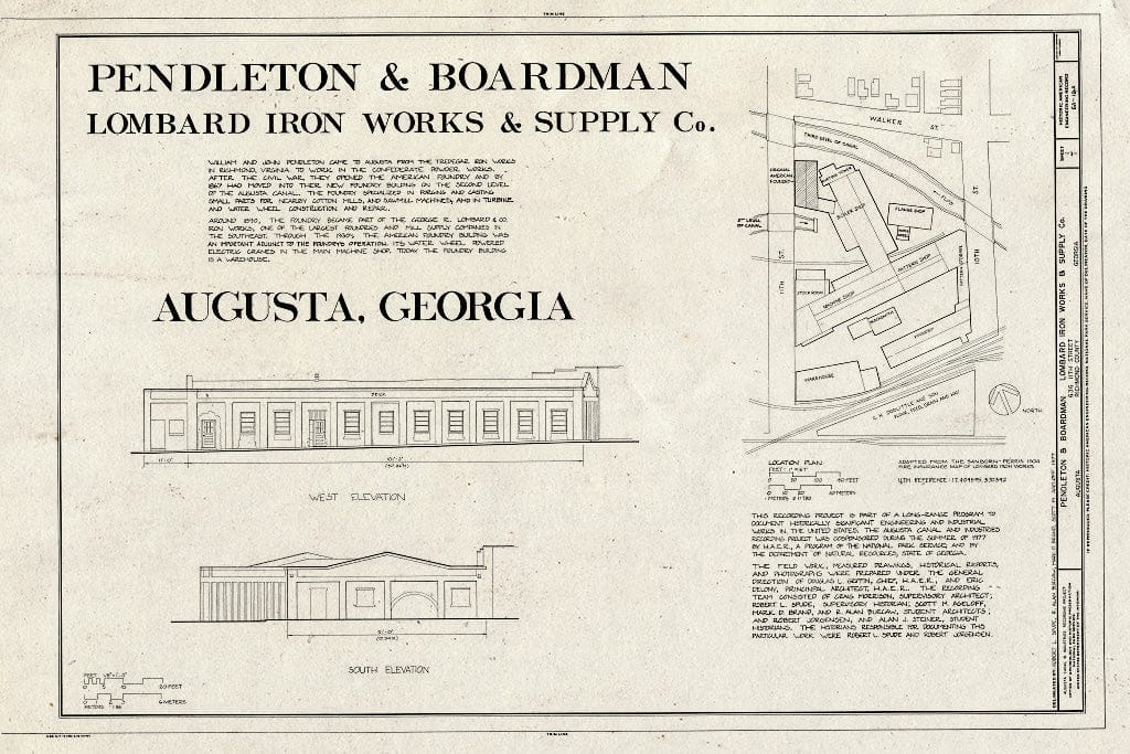 Blueprint HAER GA,123-AUG,50B- (Sheet 1 of 1) - Pendleton & Boardman Foundry, 636 Eleventh Street, Augusta, Richmond County, GA