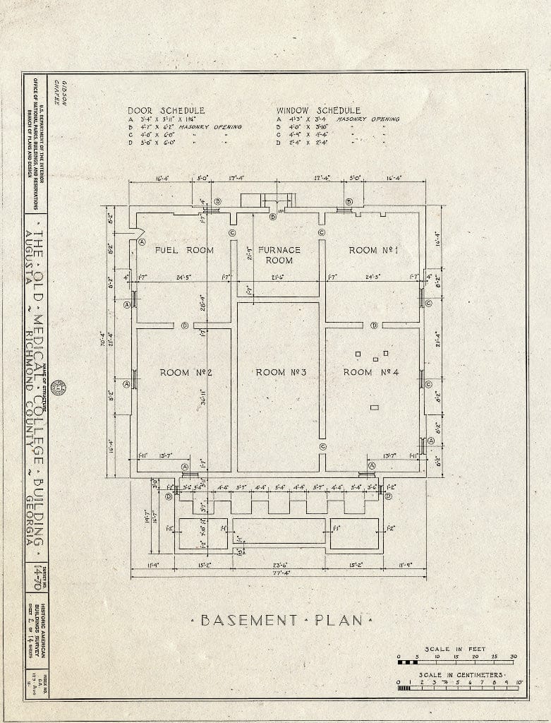 Blueprint HABS GA,123-AUG,11- (Sheet 2 of 14) - Old Medical College, 598 Telfair Street, Augusta, Richmond County, GA