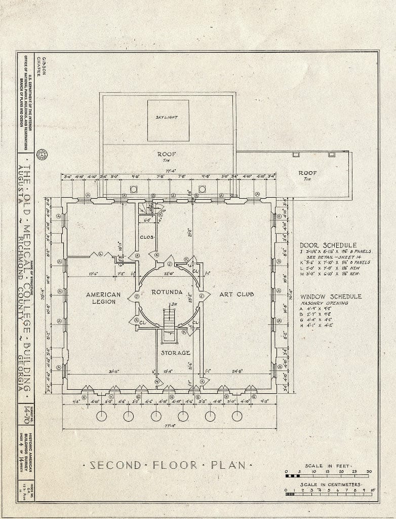 Blueprint HABS GA,123-AUG,11- (Sheet 4 of 14) - Old Medical College, 598 Telfair Street, Augusta, Richmond County, GA