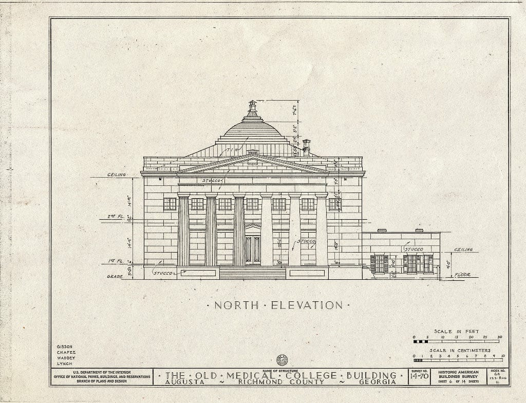 Blueprint HABS GA,123-AUG,11- (Sheet 6 of 14) - Old Medical College, 598 Telfair Street, Augusta, Richmond County, GA