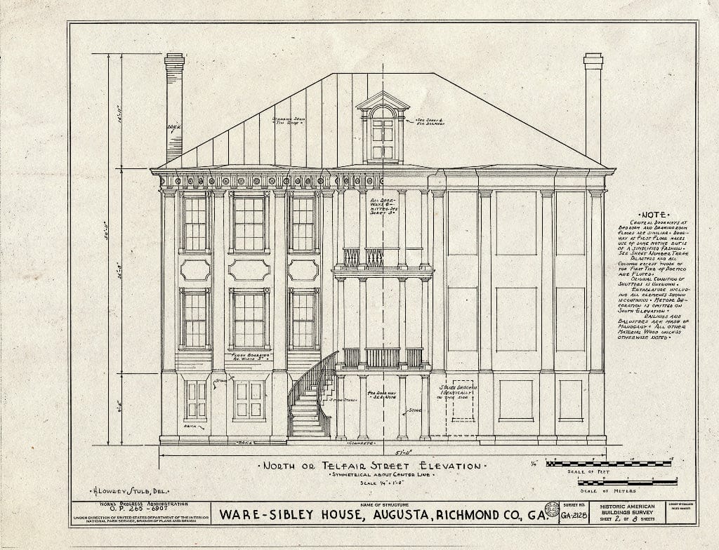 Blueprint HABS GA,123-AUG,36- (Sheet 2 of 8) - Ware-Sibley-Clark House, 506 Telfair Street, Augusta, Richmond County, GA