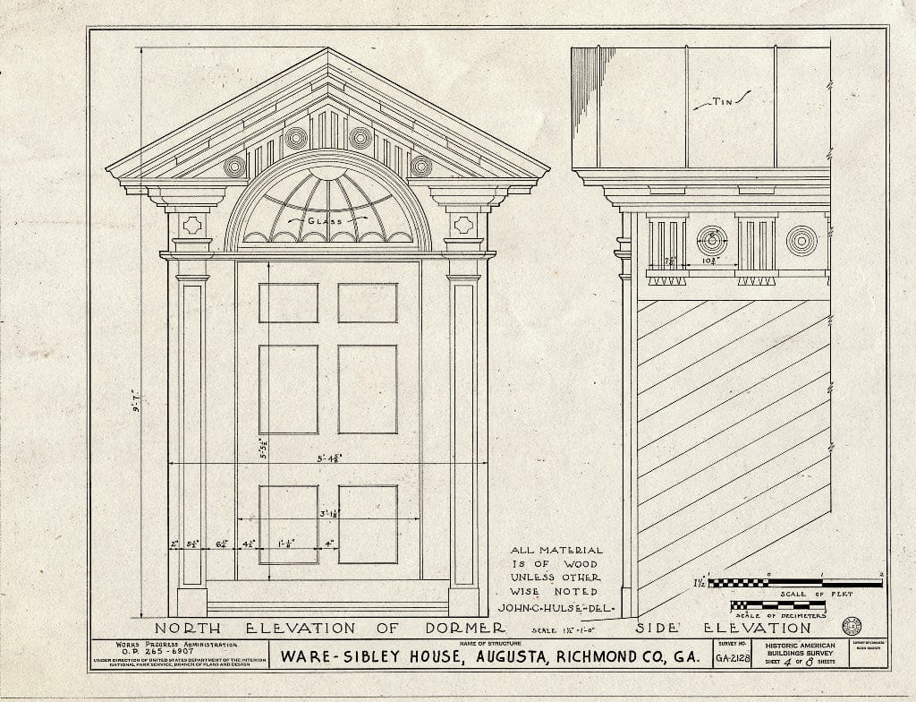 Blueprint HABS GA,123-AUG,36- (Sheet 4 of 8) - Ware-Sibley-Clark House, 506 Telfair Street, Augusta, Richmond County, GA