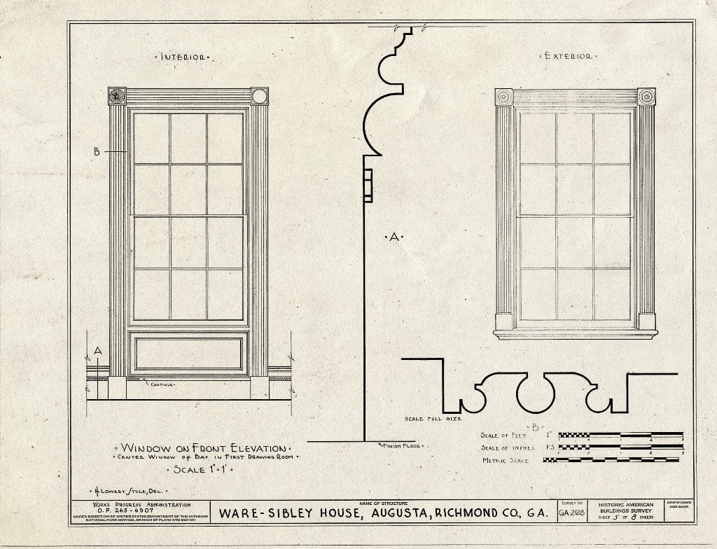 Blueprint HABS GA,123-AUG,36- (Sheet 5 of 8) - Ware-Sibley-Clark House, 506 Telfair Street, Augusta, Richmond County, GA