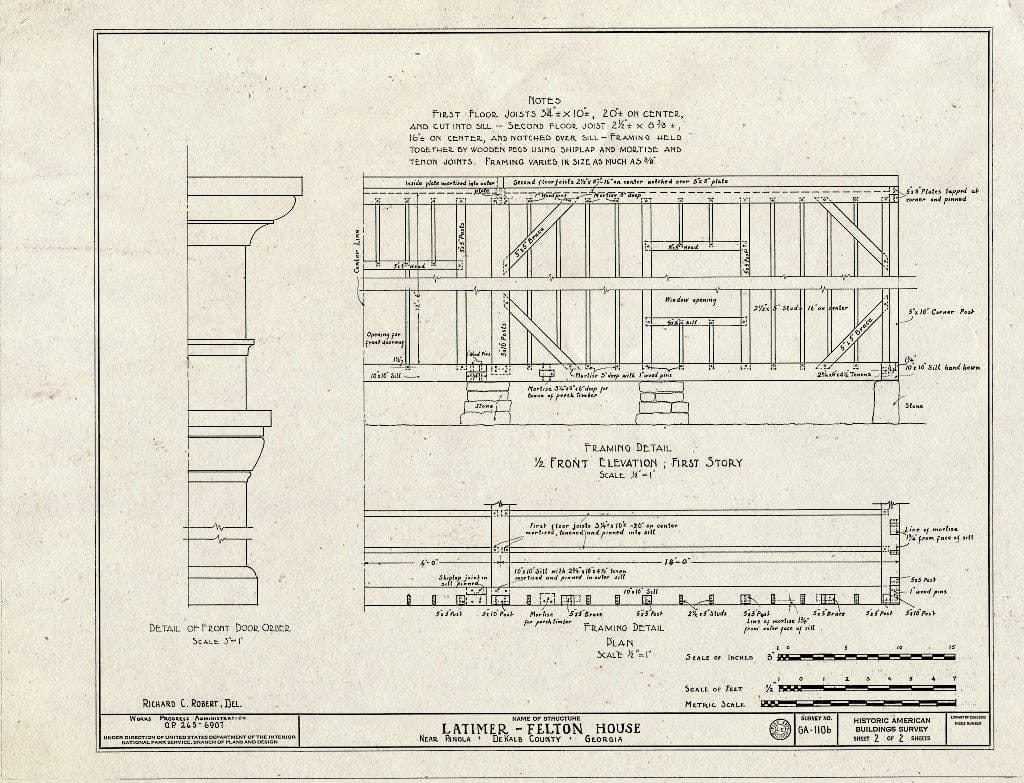 Blueprint HABS GA,45-PANO.V,1- (Sheet 2 of 2) - Latimer-Felton House, Atlanta Vicinity, Panola, Dekalb County, GA