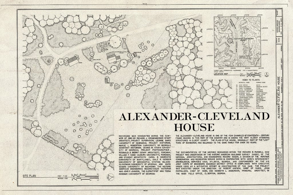 Blueprint HABS GA,53-RUCK.V,1- (Sheet 1 of 6) - Alexander-Cleveland Farm, County Road 238, Ruckersville, Elbert County, GA