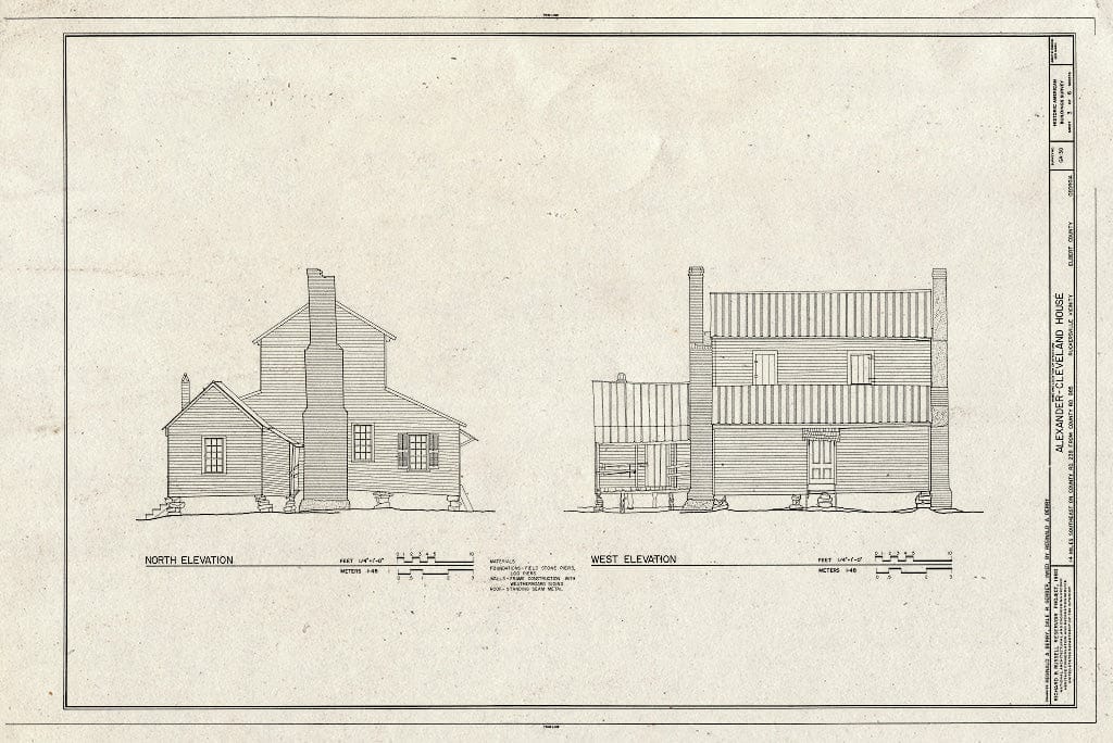 Blueprint HABS GA,53-RUCK.V,1- (Sheet 3 of 6) - Alexander-Cleveland Farm, County Road 238, Ruckersville, Elbert County, GA