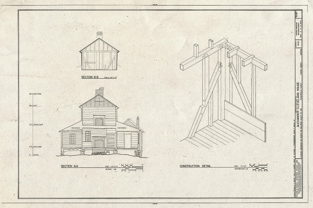 Blueprint HABS GA,53-RUCK.V,1- (Sheet 5 of 6) - Alexander-Cleveland Farm, County Road 238, Ruckersville, Elbert County, GA
