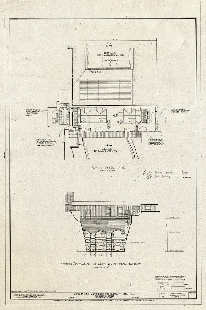 Blueprint HAER GA,123-AUG,46- (Sheet 2 of 3) - John P. King Manufacturing Company, 1701 Goodrich Street, Augusta Canal, Augusta, Richmond County, GA