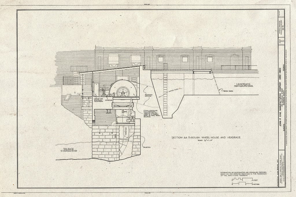 Blueprint HAER GA,123-AUG,46- (Sheet 3 of 3) - John P. King Manufacturing Company, 1701 Goodrich Street, Augusta Canal, Augusta, Richmond County, GA
