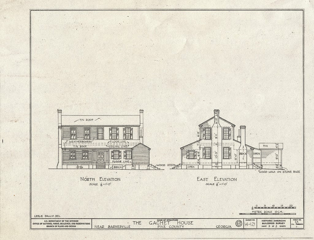 Blueprint HABS GA,116-,1- (Sheet 3 of 3) - Gachette House, Barnesville, Lamar County, GA