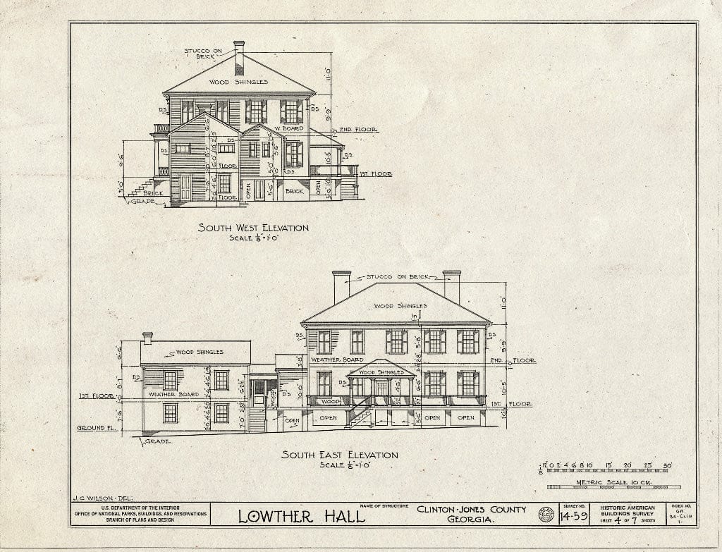 Blueprint HABS GA,85-CLIN,1- (Sheet 4 of 7) - Lowther Hall, Clinton, Jones County, GA