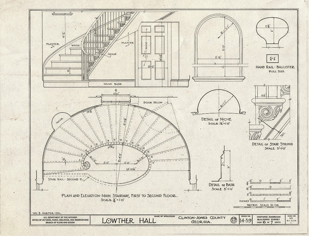 Blueprint HABS GA,85-CLIN,1- (Sheet 6 of 7) - Lowther Hall, Clinton, Jones County, GA