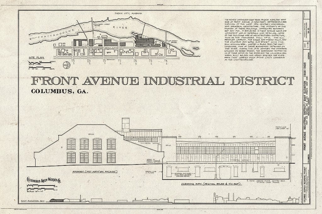 Blueprint HAER GA,108-COLM,20- (Sheet 1 of 13) - Front Avenue Industrial District, Front Avenue Between Eighth & Fourteenth Streets, Columbus, Muscogee County, GA