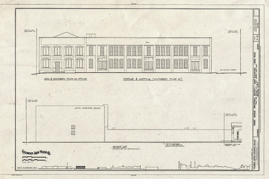 Blueprint HAER GA,108-COLM,20- (Sheet 3 of 13) - Front Avenue Industrial District, Front Avenue Between Eighth & Fourteenth Streets, Columbus, Muscogee County, GA