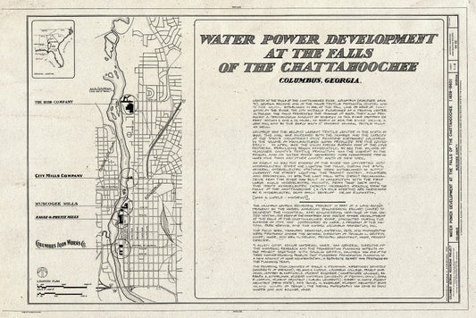 Blueprint HAER GA,108-COLM,16- (Sheet 1 of 2) - Water Power Development at Falls of Chattahoochee, Chattahoochee River, Columbus, Muscogee County, GA