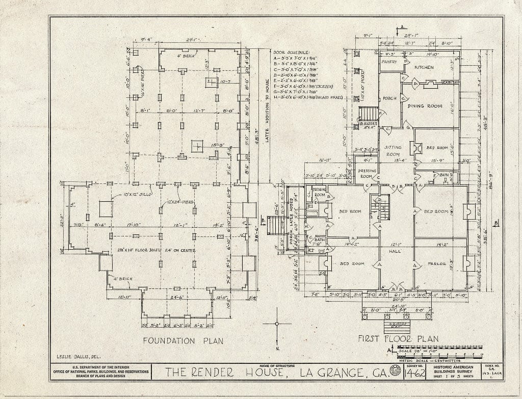 Blueprint HABS GA,143-LAGR,1- (Sheet 1 of 5) - Render House, Hines Street, La Grange, Troup County, GA